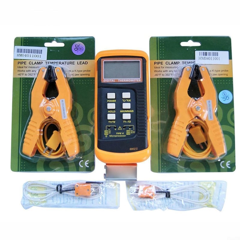 HOgardenME K Type Thermocouple Thermometer(-50~1300°C) Digital Dual Channel 2 Thermometer Pipe Clamp 2 Thermocouple Sensor Probes Pipe Temperature Clamp Thermocouple High Accuracy Readings - Image 5